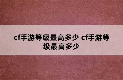 cf手游等级最高多少 cf手游等级最高多少